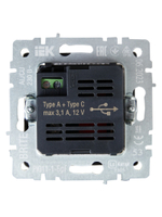 BRITE Розетка USB A+C 18Вт РЮ11-1-БрГ графит IEK