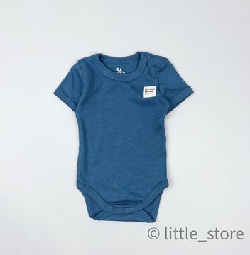 Боди хлопковое "Basic" Синий камень, с коротким рукавом