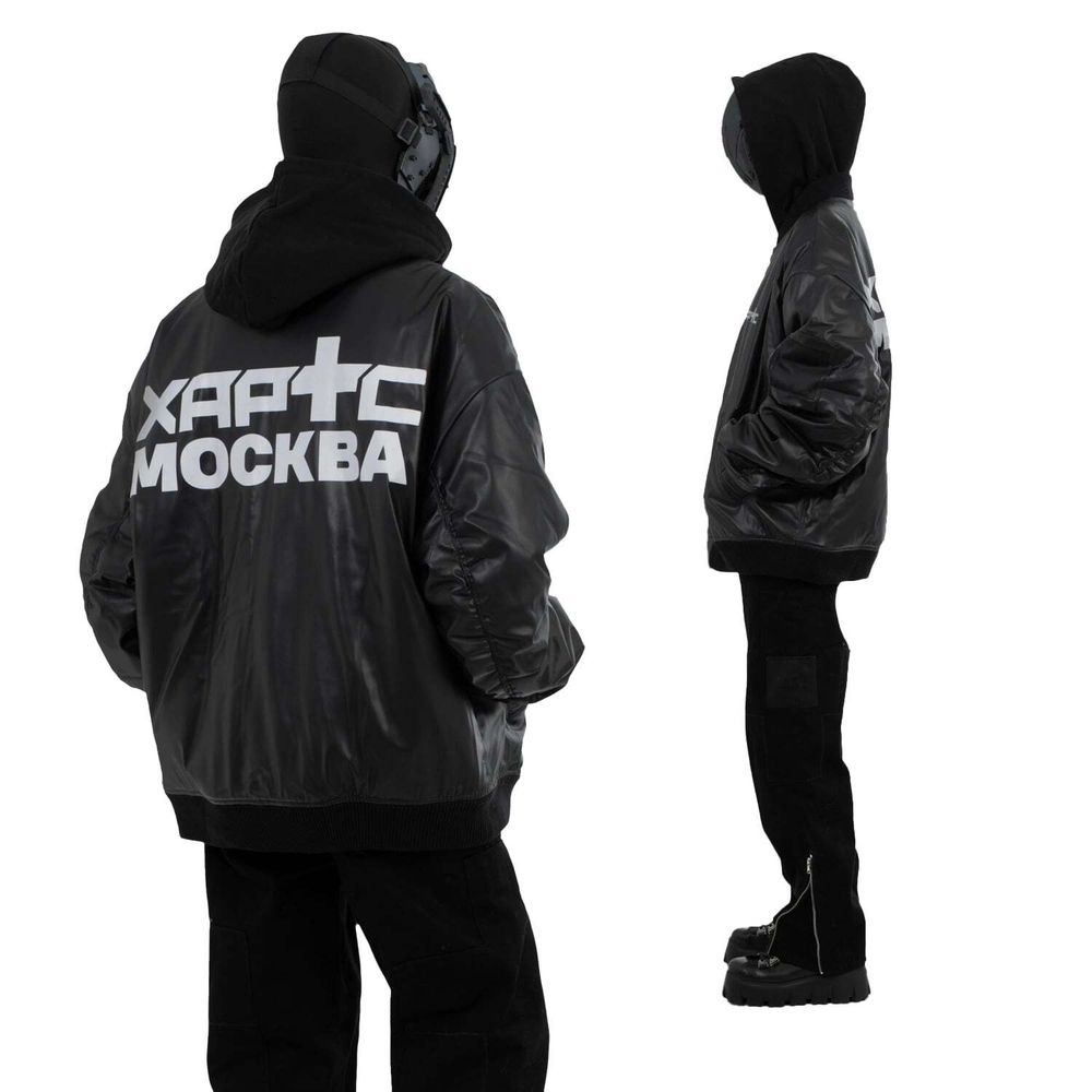 Купить Бомбер Heartz Moskva Black Series Oversized черная Бомбер Heartz Moskva Black Series Oversized черная