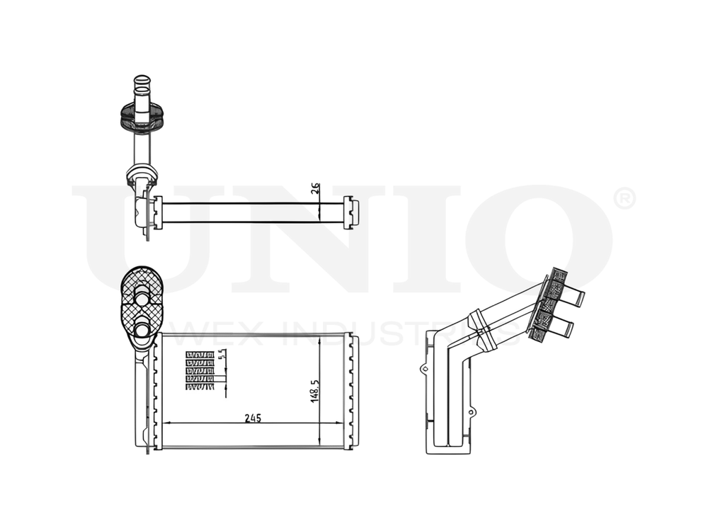 Радиатор отопителя UNIO RAD-20036