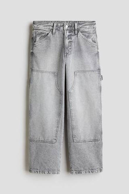 H&M Джинсы Baggy Fit Carpenter, светло-серый