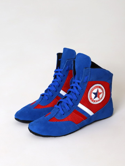 Борцовки для САМБО на шнурках синие