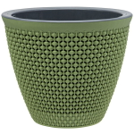 Кашпо для цветов пластиковое 1,6л d-16см «Ротанг» Оливковый