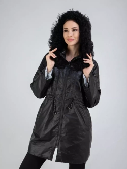 Плащ осенний с мехом оверсайз пальто двухсторонний