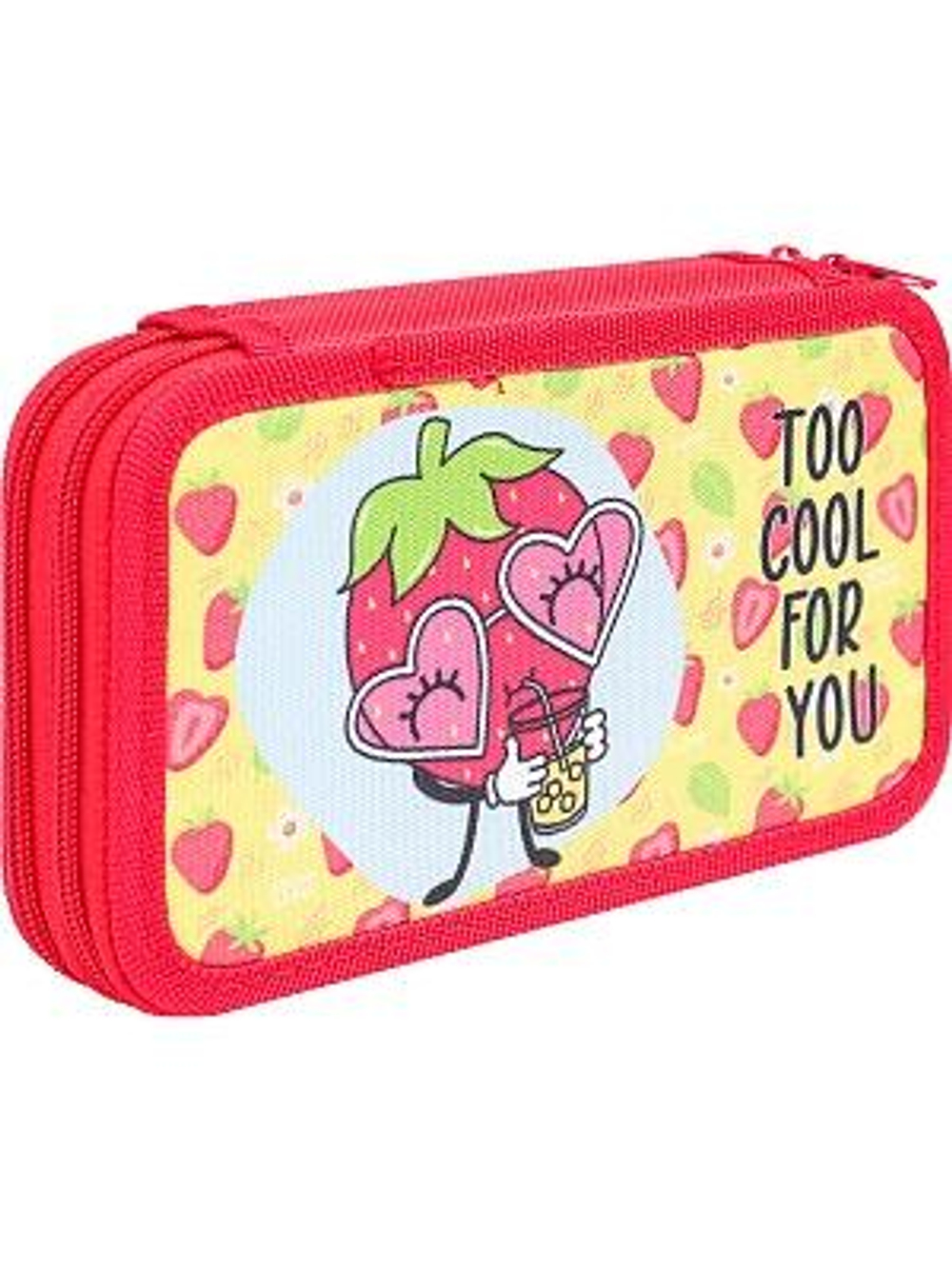 Пенал 2-секц, печать на ткани "Клубничка в очках" (ПН-3811) (Проф-пресс)