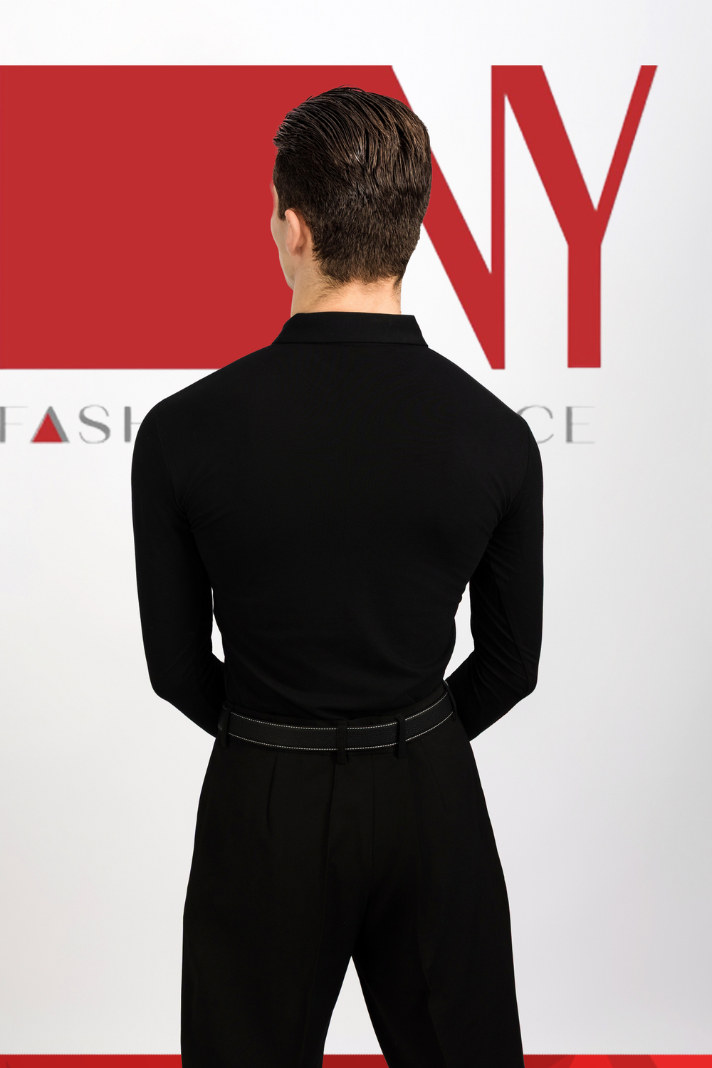 Поло с длинным рукавом черная хлопок