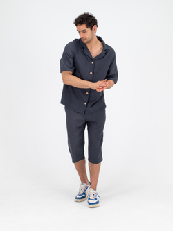 Костюм льняной с шортами. Графит