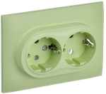 SKANDY Розетка 2-местная с заземлением без защитных шторок 16А в сборе SK-R08G мятный IEK