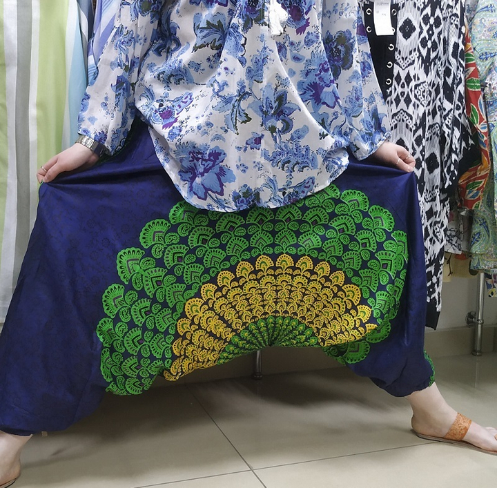 Штаны Алладины "Павлин", размер свободный, хлопок 100%, цвет темно-синий