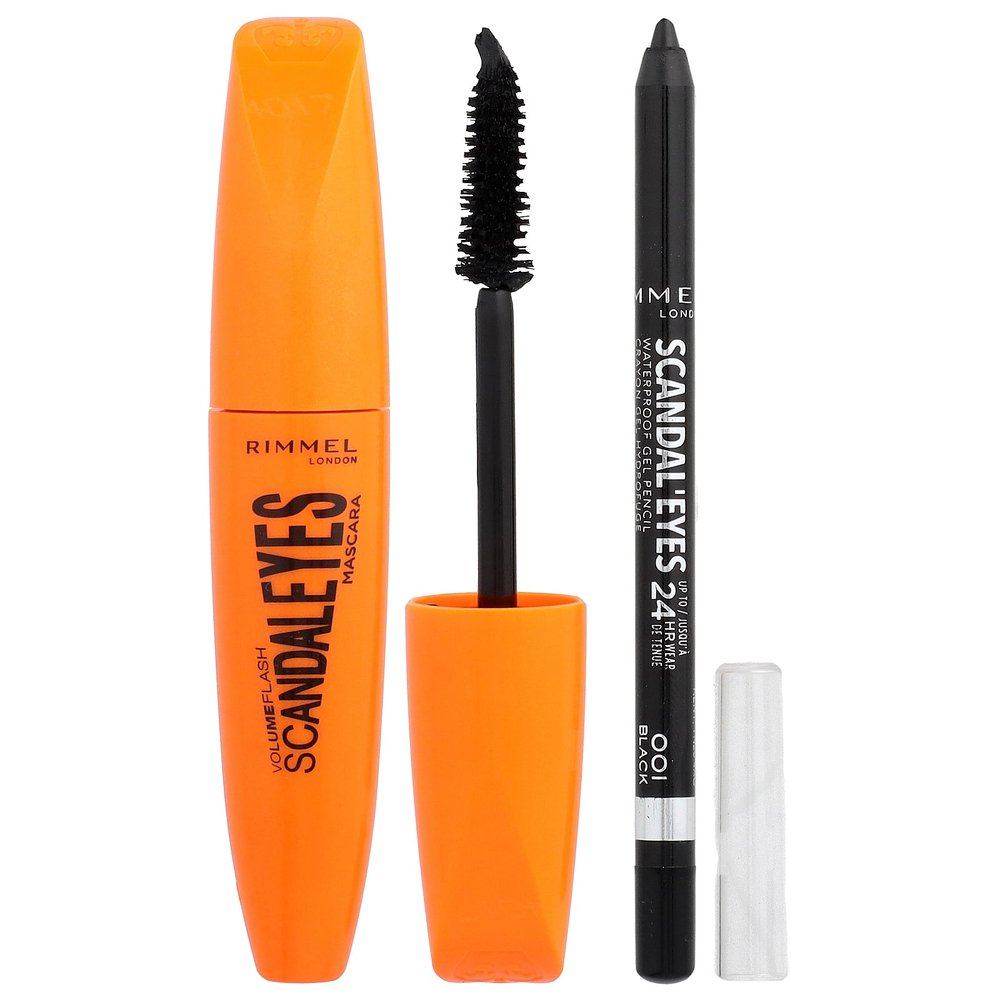 Rimmel London, Verified Eyes, тушь для ресниц с водостойким гелевым карандашом, оттенок 003 насыщенный черный, набор из 2 предметов