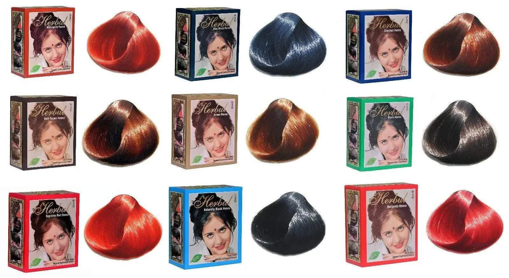 Краска на основе хны Herbul Henna Naturally Black Натуральный черный 6х10 г = 60 г