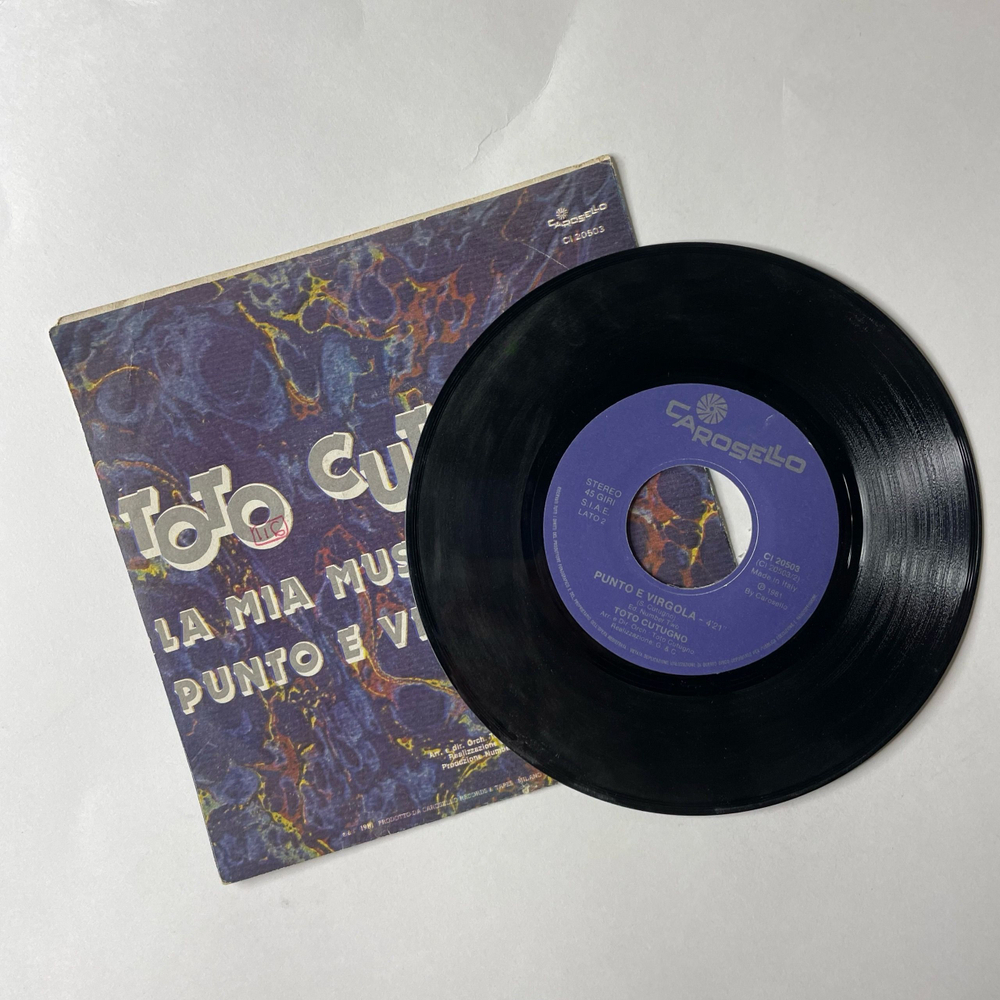 Винтажная виниловая пластинка 7 дюймов (маленькая пластинка) Toto Cutugno La Mia Musica (Италия 1981)