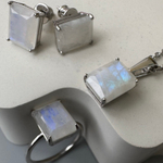 Серьги Сингапур с лунным камнем