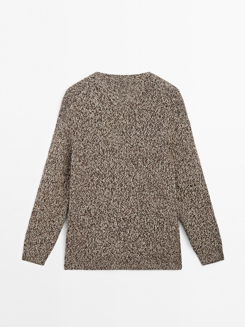 Massimo Dutti Длинный кардиган с V-образным вырезом, коричневый