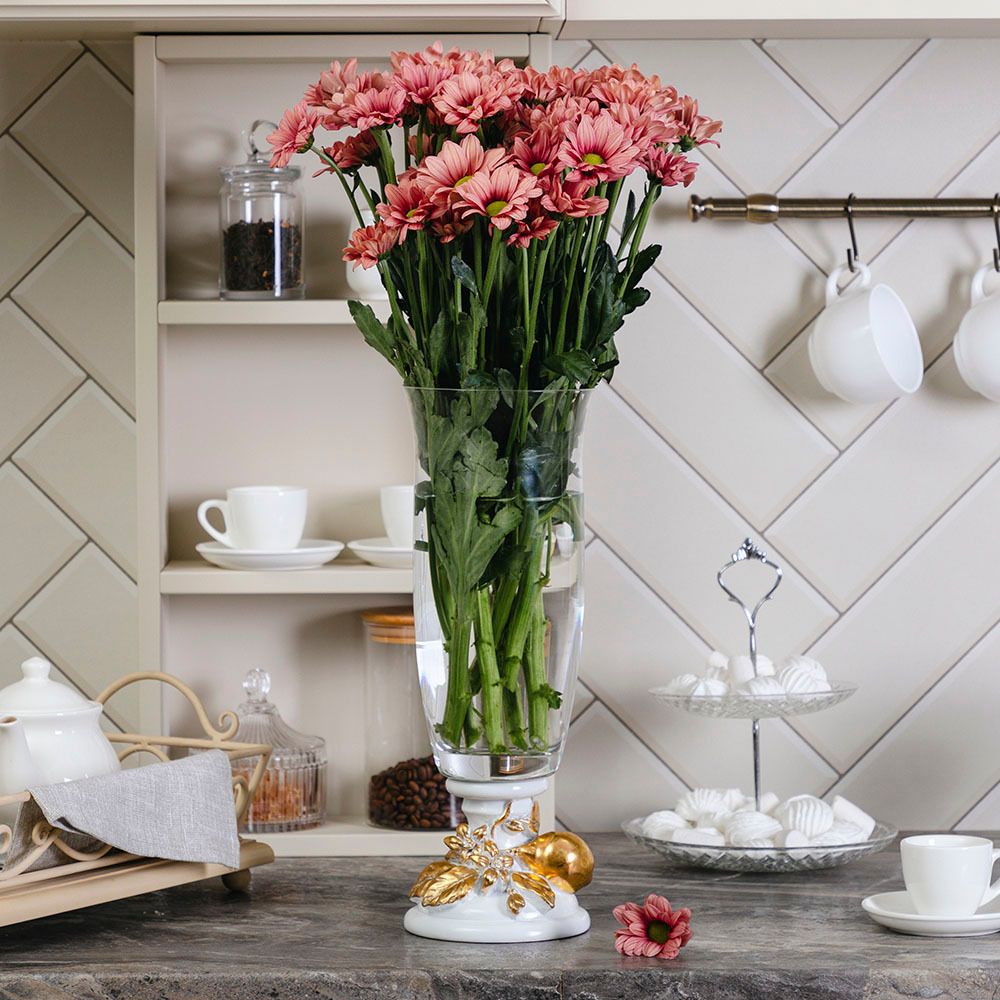 Ваза для цветов Лайм Дженоа с чашей Аура Белый