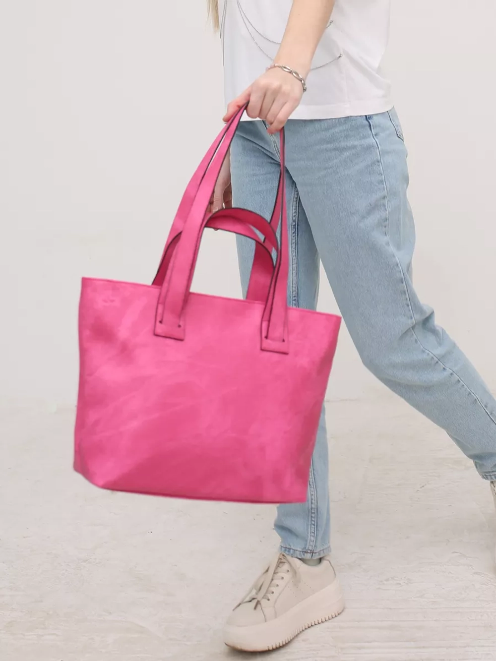 сумка тоут через плечо средняя с двумя ручками