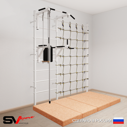 Шведская стенка Sv Sport усиленная 67640 (Турник стандарт/Брусья/Канат/Трапеция/Мат 2м/Канатный лаз)