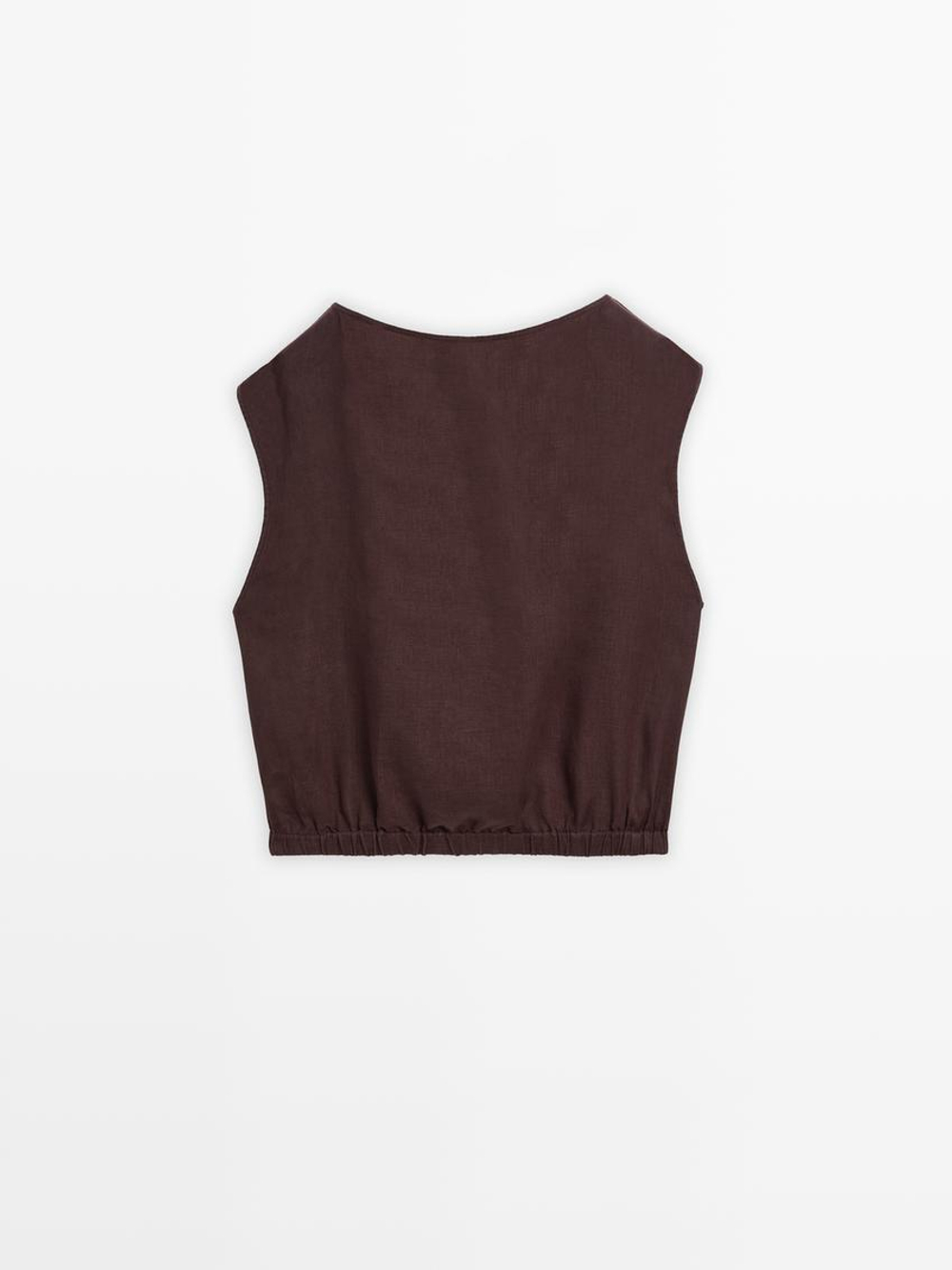 Massimo Dutti Льняная блузка, баклажанный