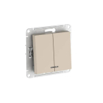 ATLASDESIGN 2-клавишный ВЫКЛЮЧАТЕЛЬ с подсветкой, сх.5а, 10АХ, мех., быстрозажим. клем., ПЕСОЧНЫЙ