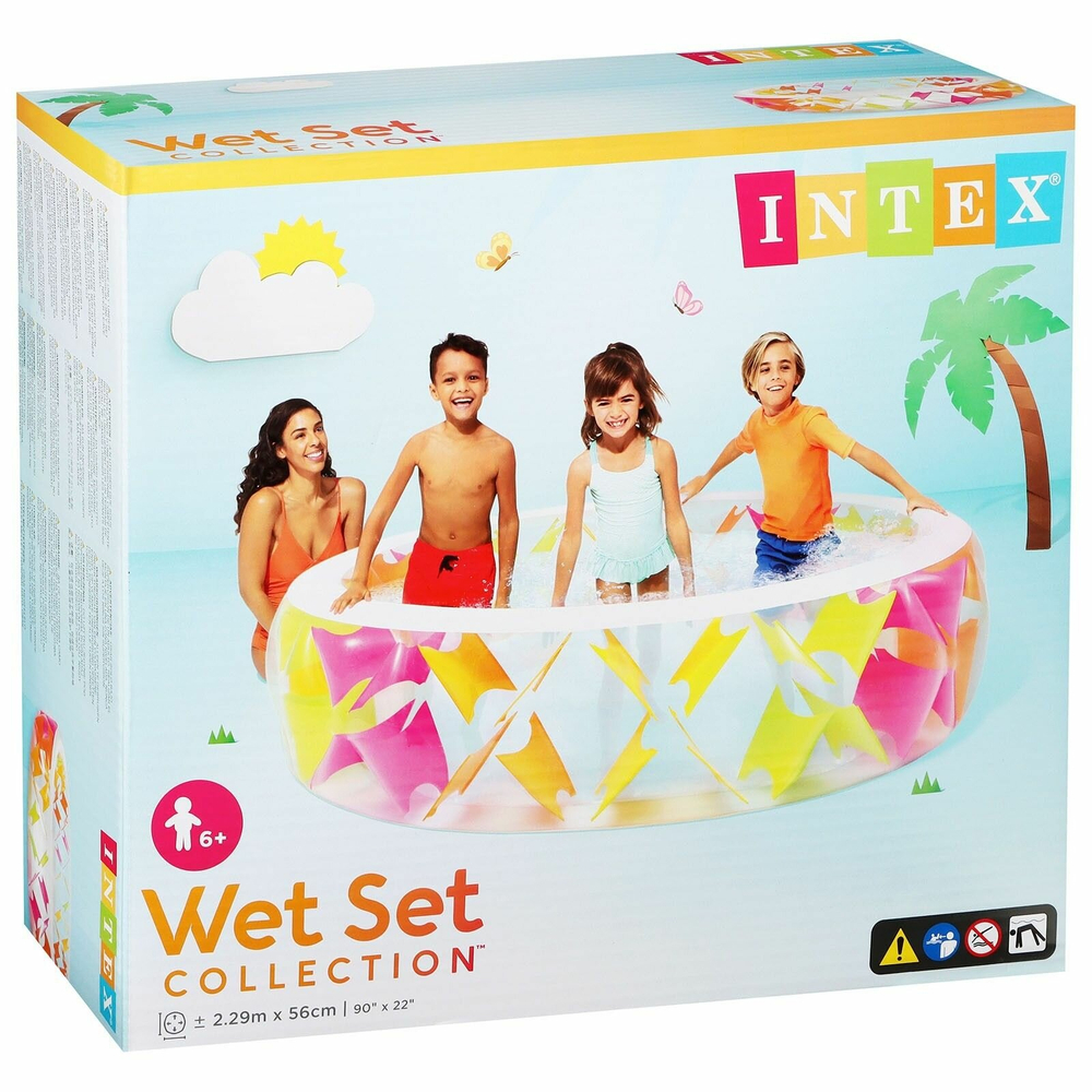 Бассейн надувной Intex 56494 Summer Joy 229х56 см / Круглый трехсекционный бассейн Летняя Радость Интекс для дачи и отдыха