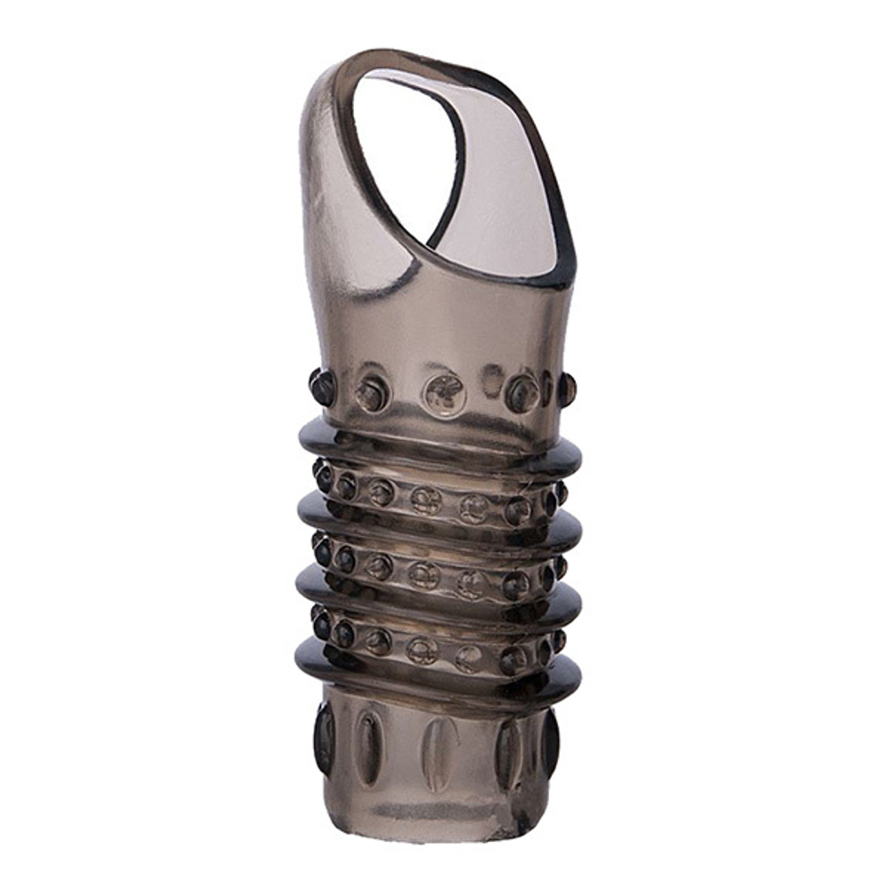 Открытая дымчатая насадка 11,5см с точками и рёбрами ToyFa XLover 748017