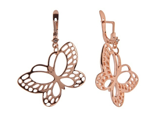 "Рема" серьги в золотом покрытии из коллекции "Парк Бабочек" от Jenavi с английским замком