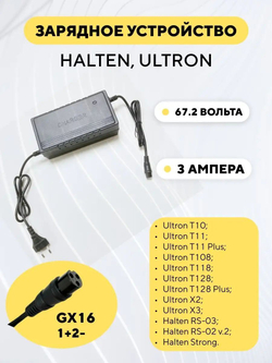Зарядное устройство 60В 3А для электросамоката Ultron Т10/T11/T108/T118/T128/X2/X3, Halten RS-03