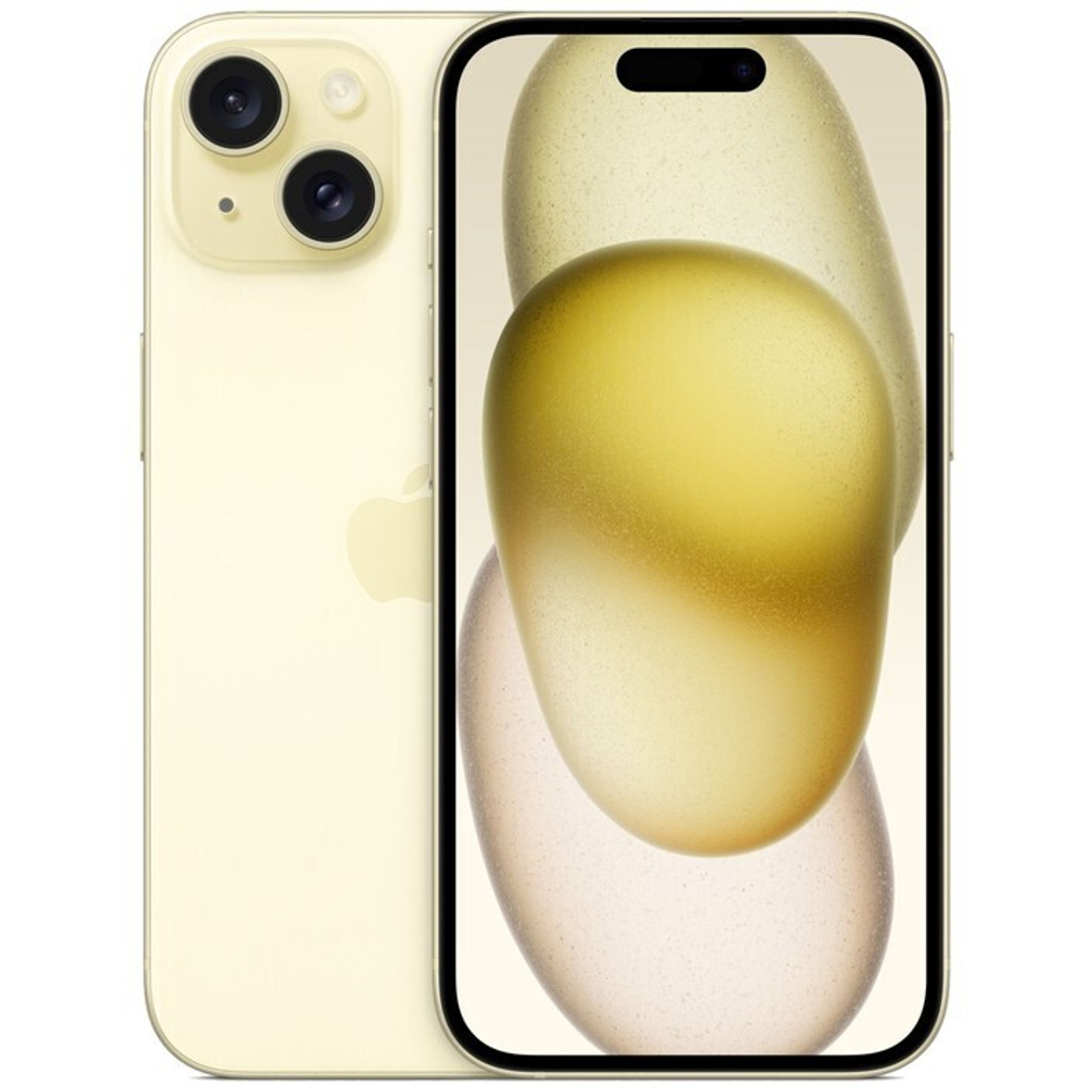 Смартфон Apple A3092 iPhone 15 128Gb желтый моноблок 3G 4G 2Sim 6.1" 1179x2556 iOS 17 48Mpix 802.11