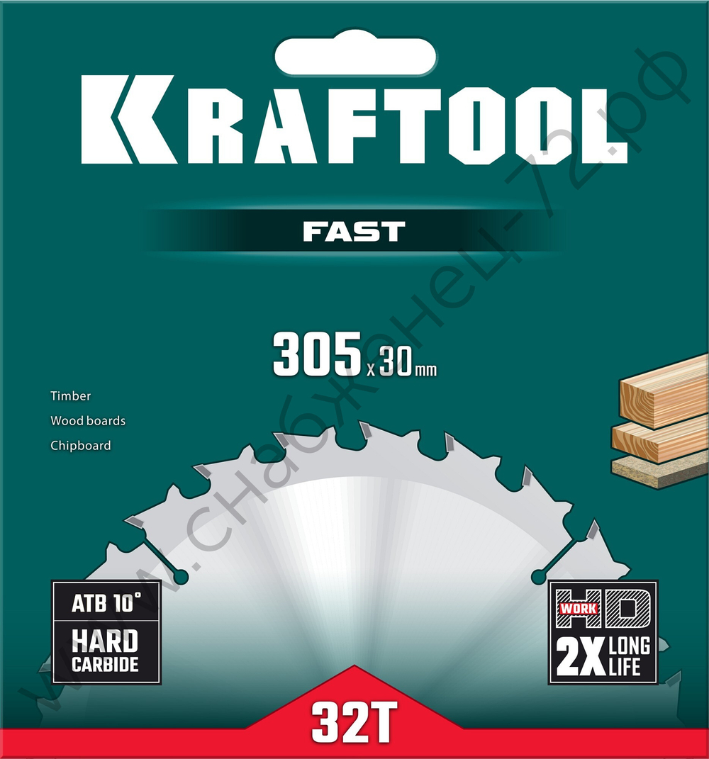 KRAFTOOL Fast 305х30мм 32Т, диск пильный по дереву