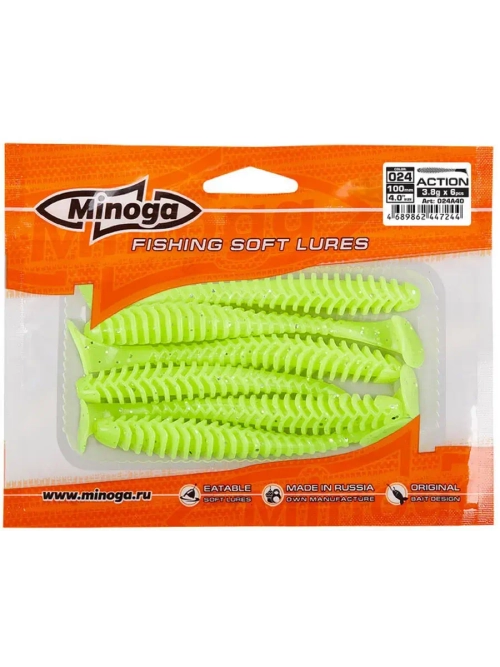 Силиконовая приманка ACTION 4,0"(6шт) 100мм, цвет 024