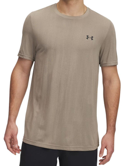Мужская теннисная футболка Under Armour Vanish Seamless Novelty Short Sleeve - city khaki/black