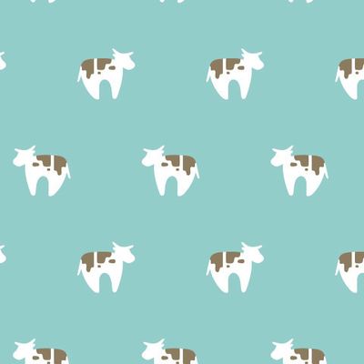 Голубой принт с минималистичными коровами