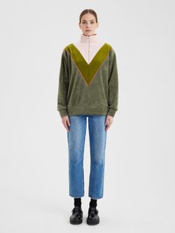 Толстовка на молнии мох/пудра