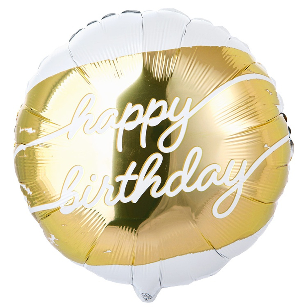 Шар Фольгированный Надпись на золоте (Белый)