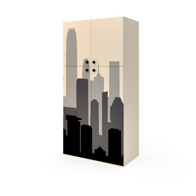 Шкаф широкий 4 двери, 1806х900х504 мм, цвет кремовый/фотопечать