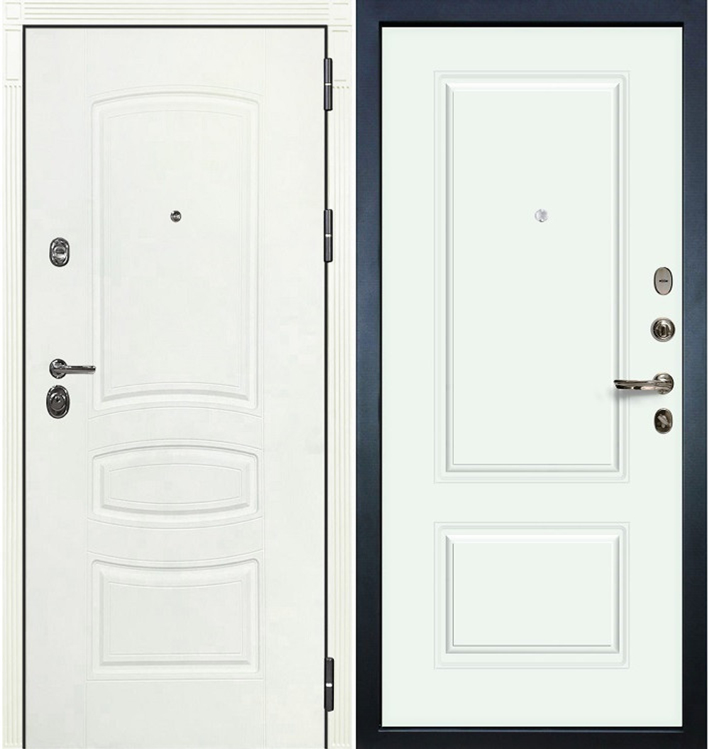 Входная металлическая дверь Лекс Сенатор 3К с шумоизоляцией Белая шагрень / №55 Эмаль белая
