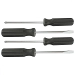 Набор отверток 4 шт, SL5 x 100.6 x 100, PH1 x 100, 2 x 100, углеродистая сталь, пластиковая рукоятка