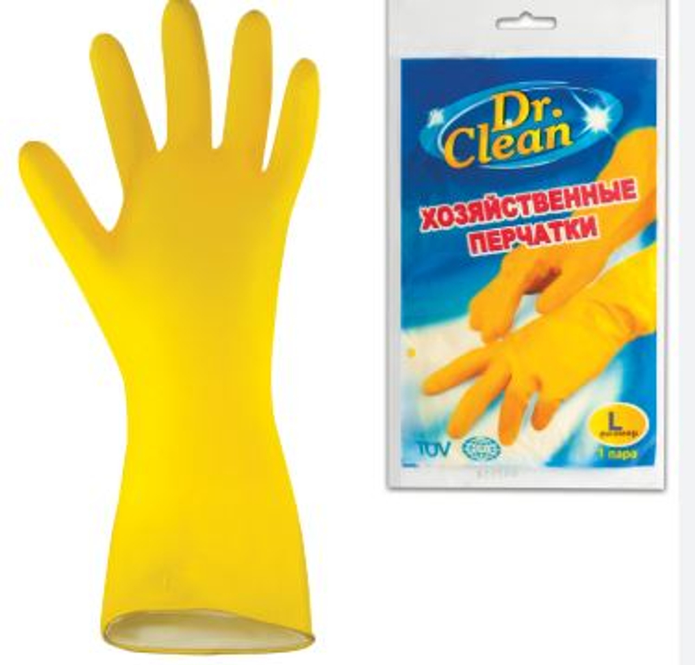 Перчатки хозяйственные резина, размер L, Dr.Clean (12пар/240пар)