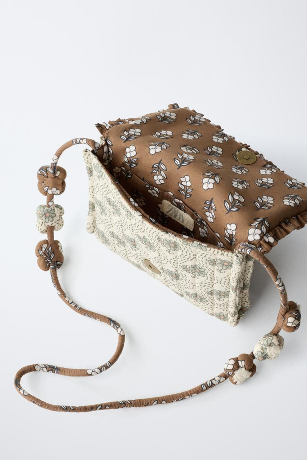 ZARA СУМКА С ЦВЕТОЧНЫМ ПРИНТОМ, ЭКРЮ