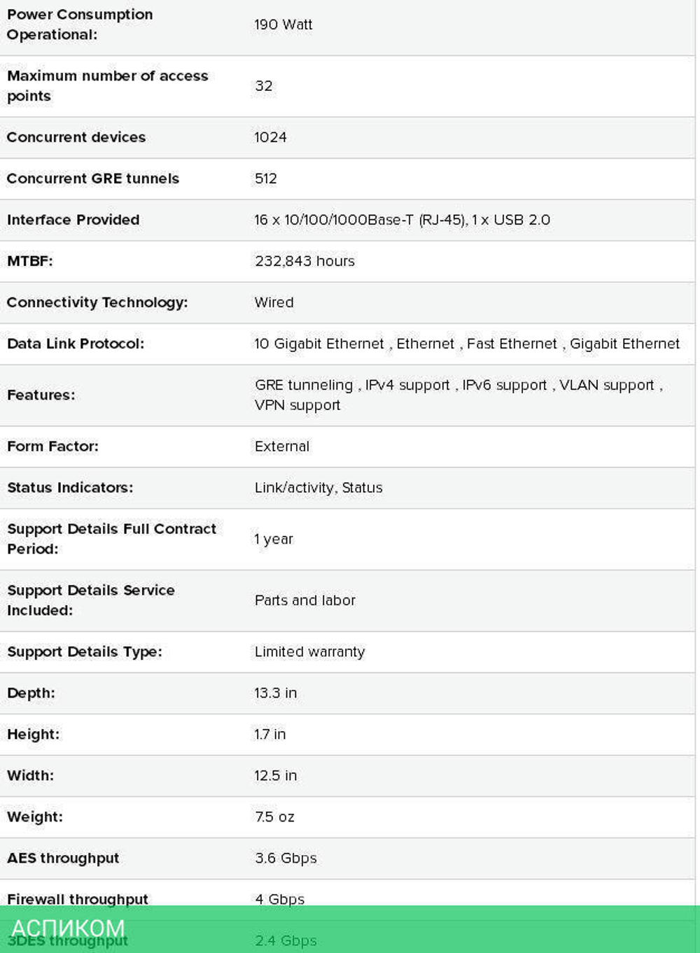 Контроллер HPE Aruba 7010 (JW678A)