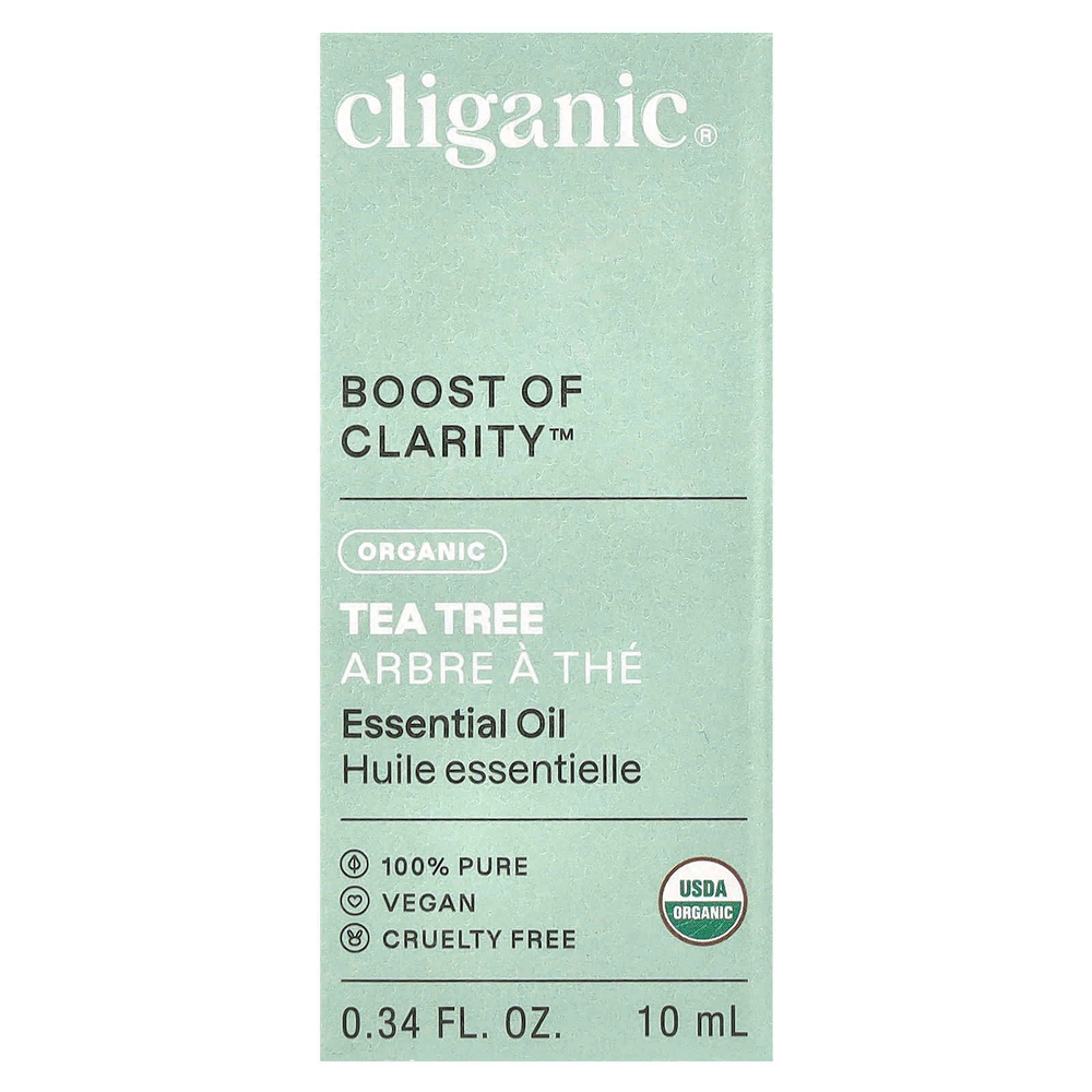 Cliganic, Boost of Clarity ™, органическое эфирное масло, чайное дерево, 10 мл (0,34 жидк. Унции)