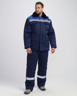 Куртка зимняя Стандарт (тк.Смесовая,210), т.синий/васильковый