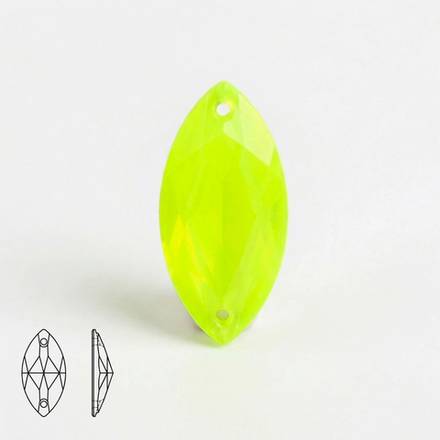 Стразы пришивные из стекла, цвет Neon Yellow, форма Navette