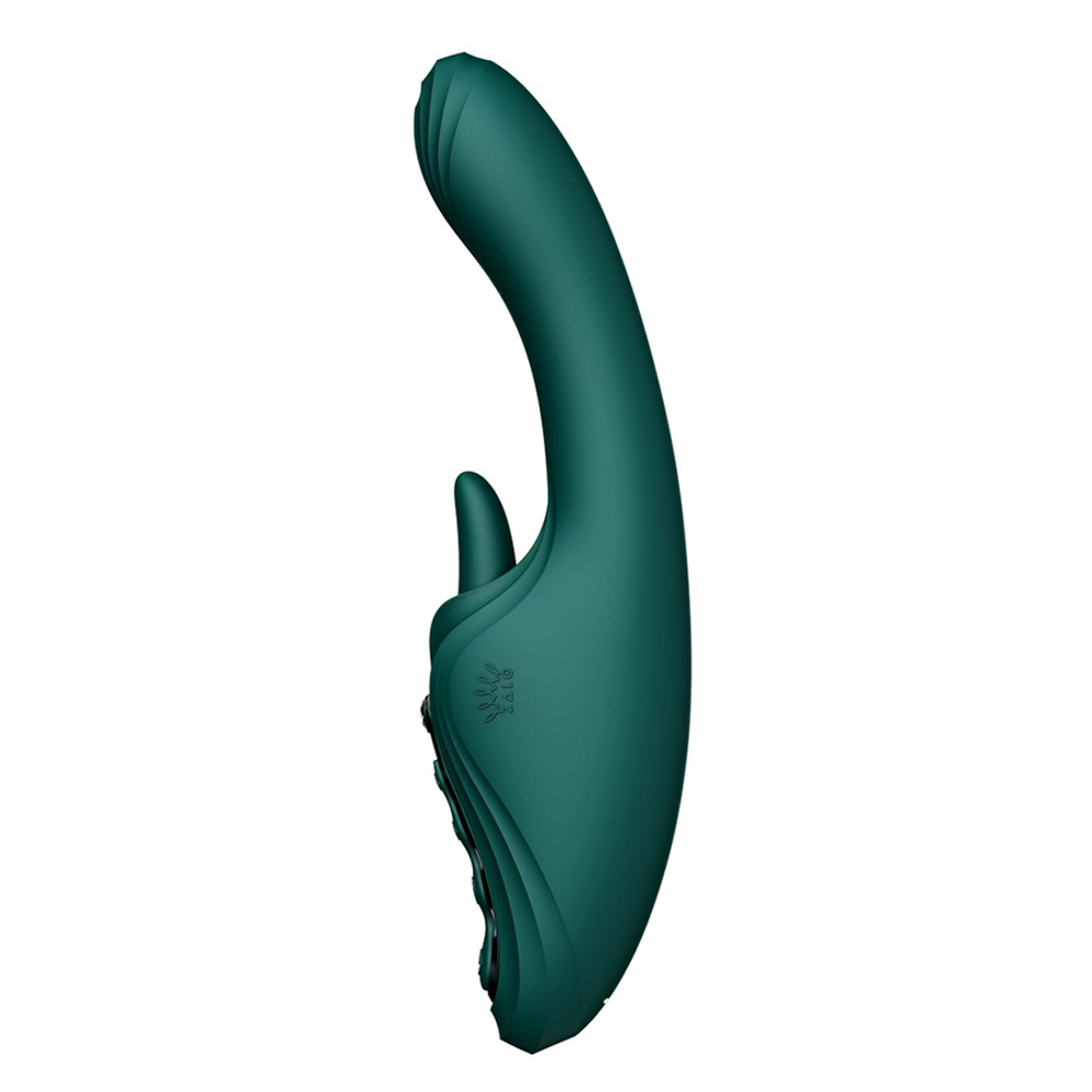 Зеленый вибратор-кролик 24,6см с функцией вылизывания и нагревом Zalo Ares G-Spot Rabbit Vibrator Turquoise Green