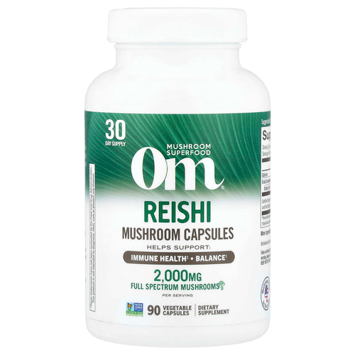 Om Mushrooms, рейши, 90 растительных капсул (666 мг в 1 капсуле)