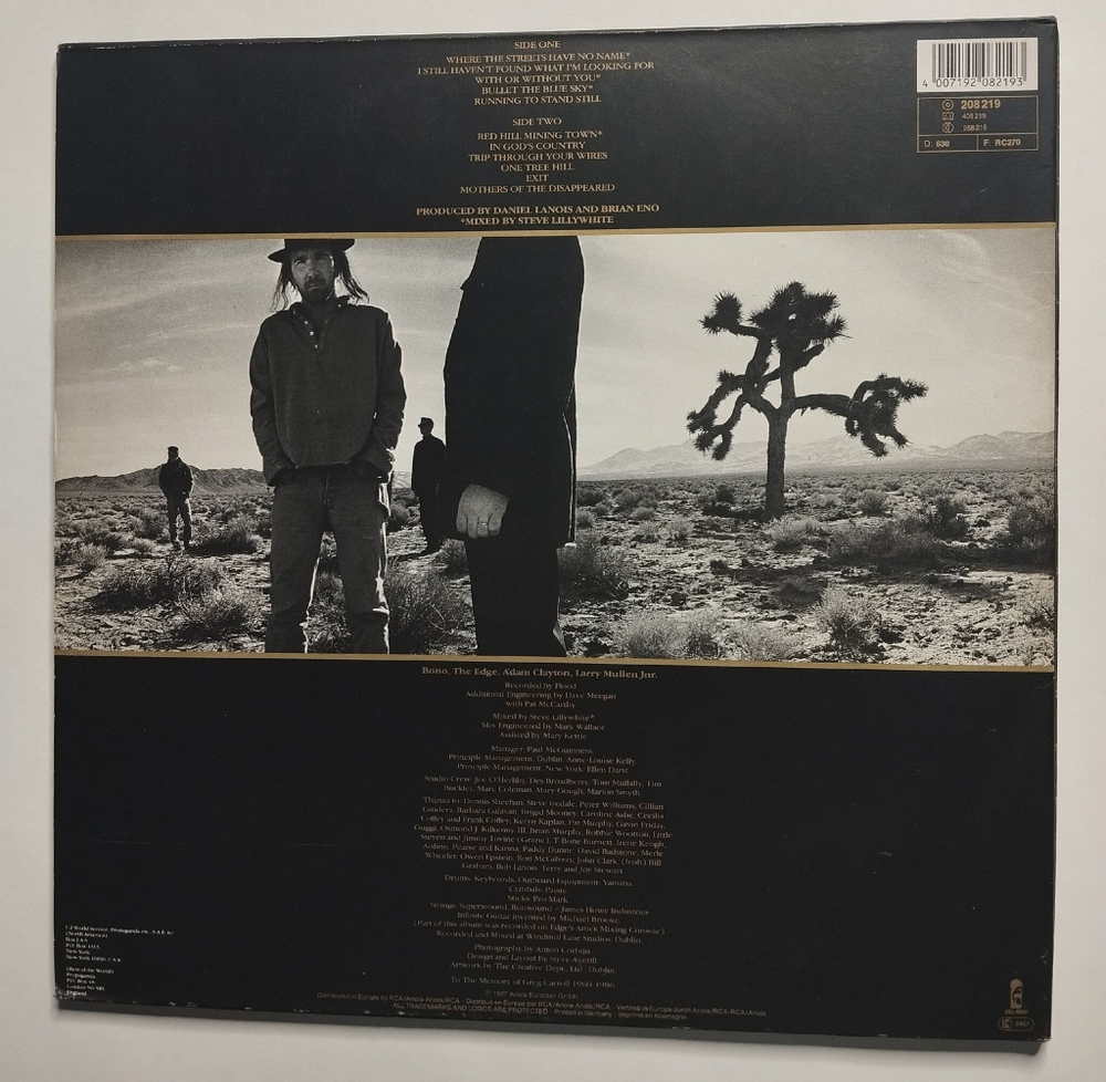 Винтажная виниловая пластинка LP U2 The Joshua Tree (Germany 1989)