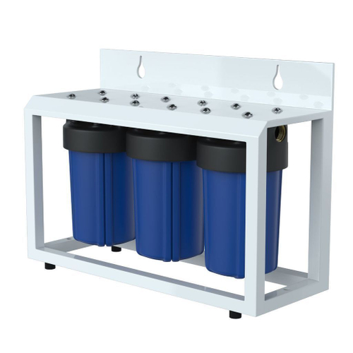 Фильтр магистральный 1'' для хол. воды 10'' BB тройной на стальной раме UNICORN (FH_BB_10_TRIO)