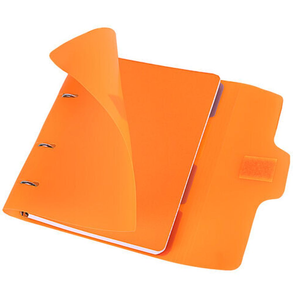 Тетрадь на кольцах А5 175х220 мм, 120 л., пластик, на липучке, с разделителями, BRAUBERG, Оранжевый, 404636