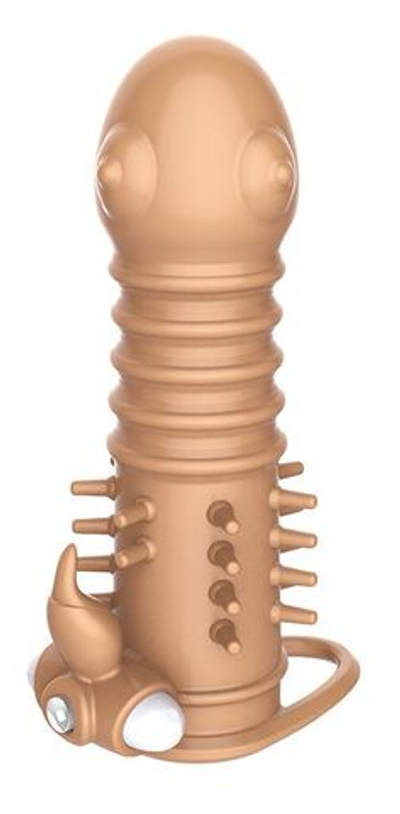 Телесная вибронасадка Denon - 13,5 см. (Цвет: телесный)