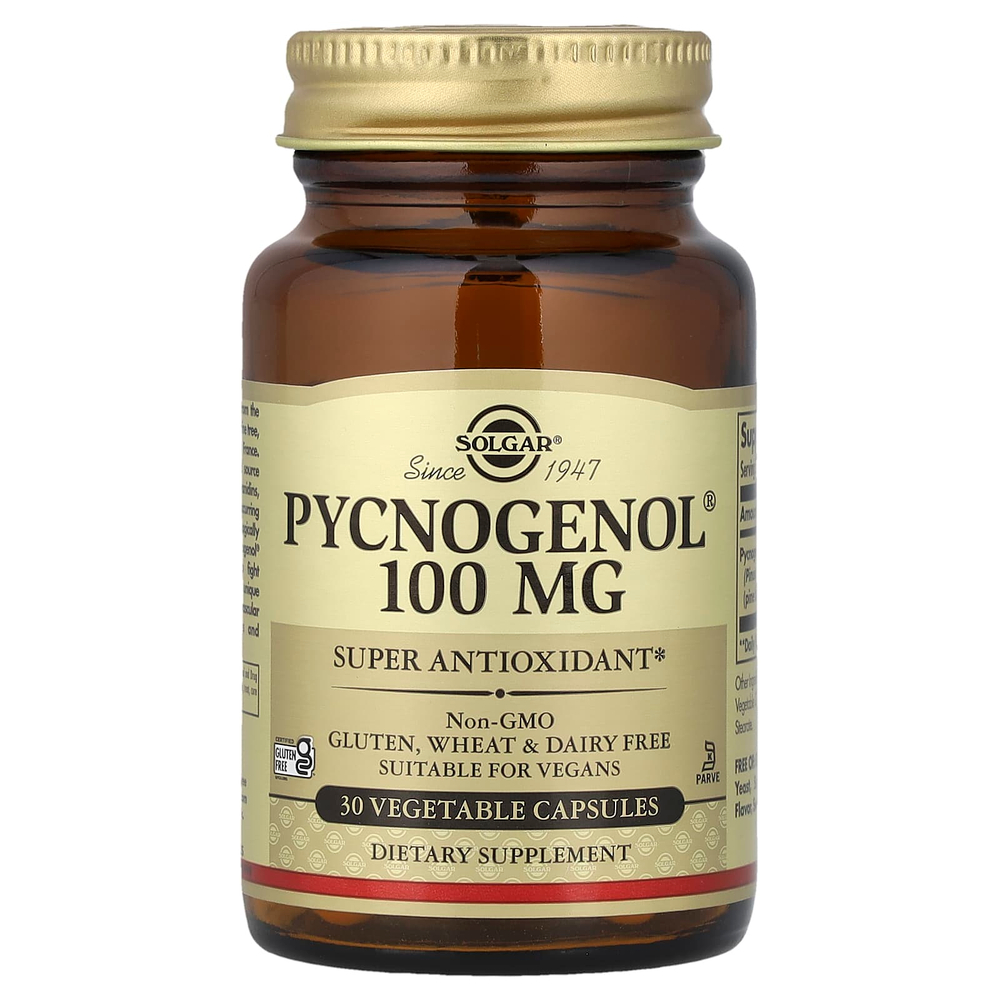 Solgar, Pycnogenol, 100 мг, 30 растительных капсул